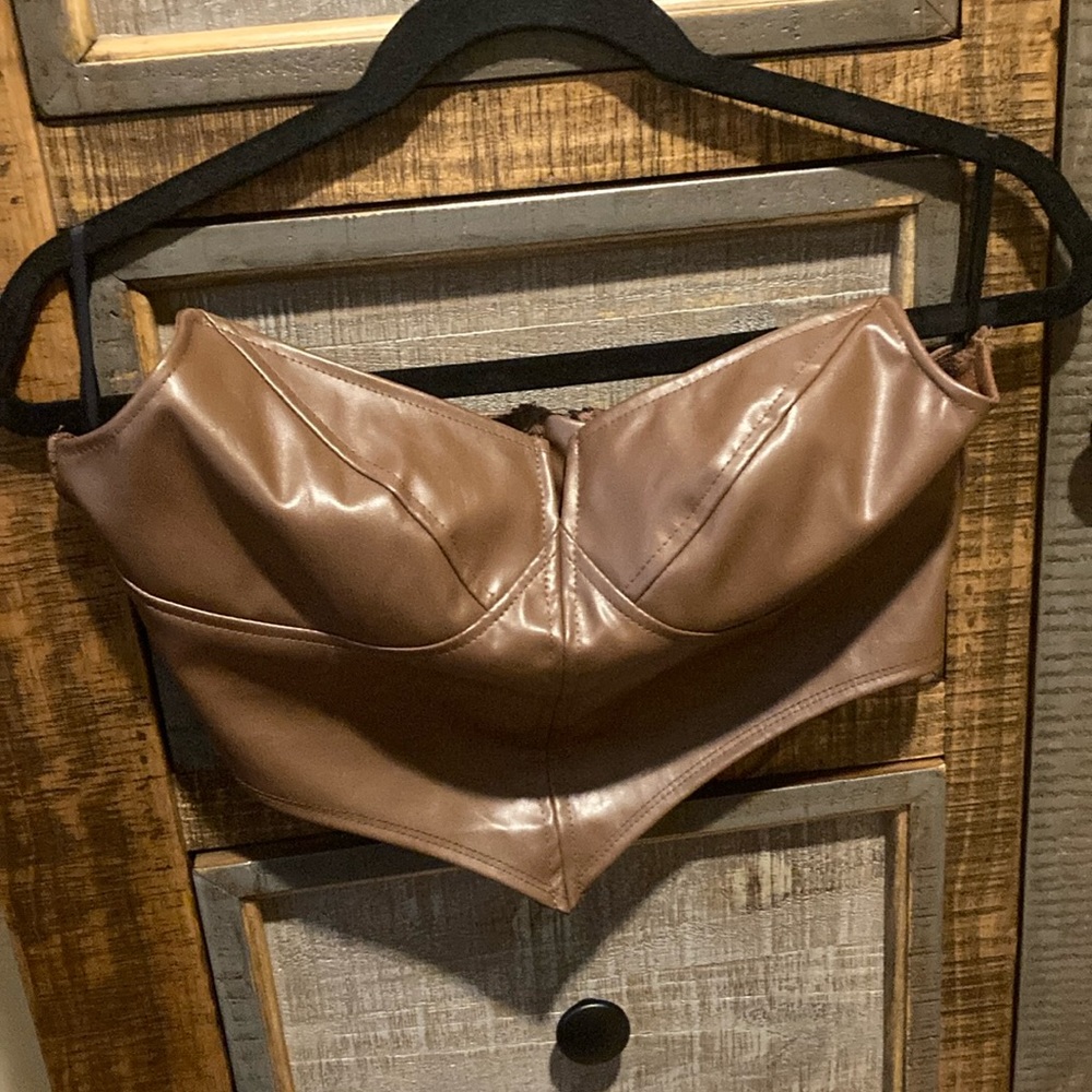 Faux leather crop top